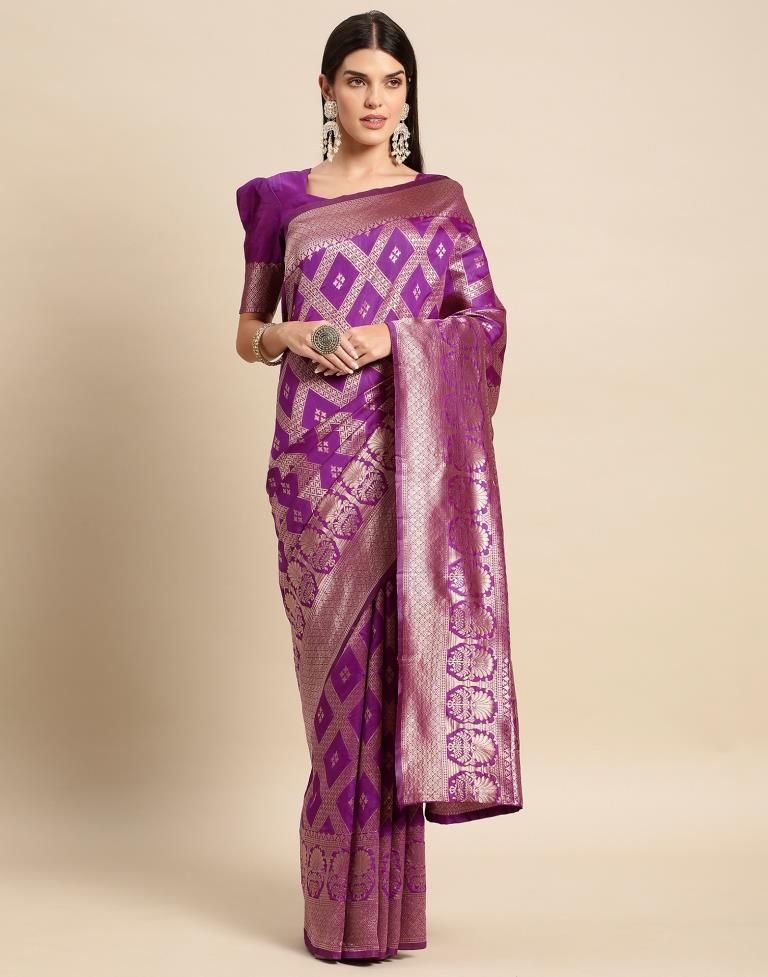 Purple Weaving Silk Saree