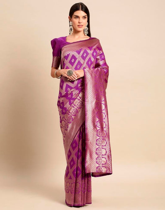 Purple Weaving Silk Saree