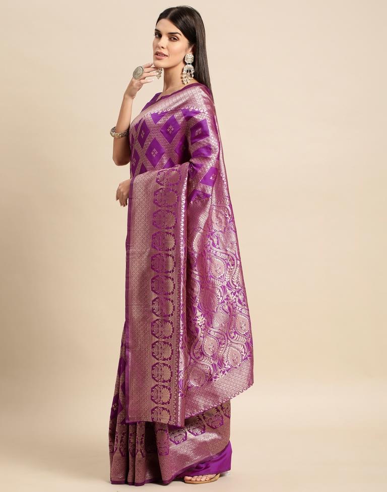 Purple Weaving Silk Saree