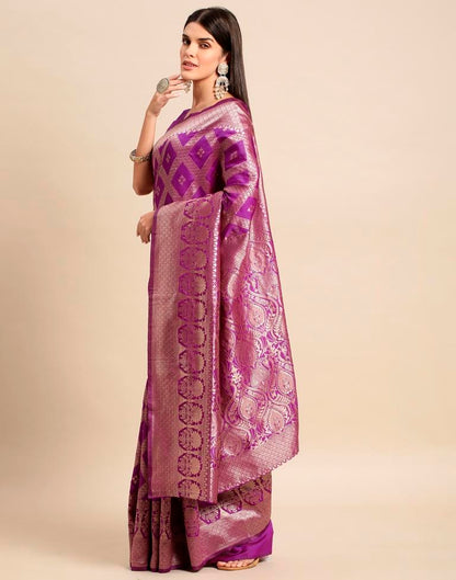 Purple Weaving Silk Saree