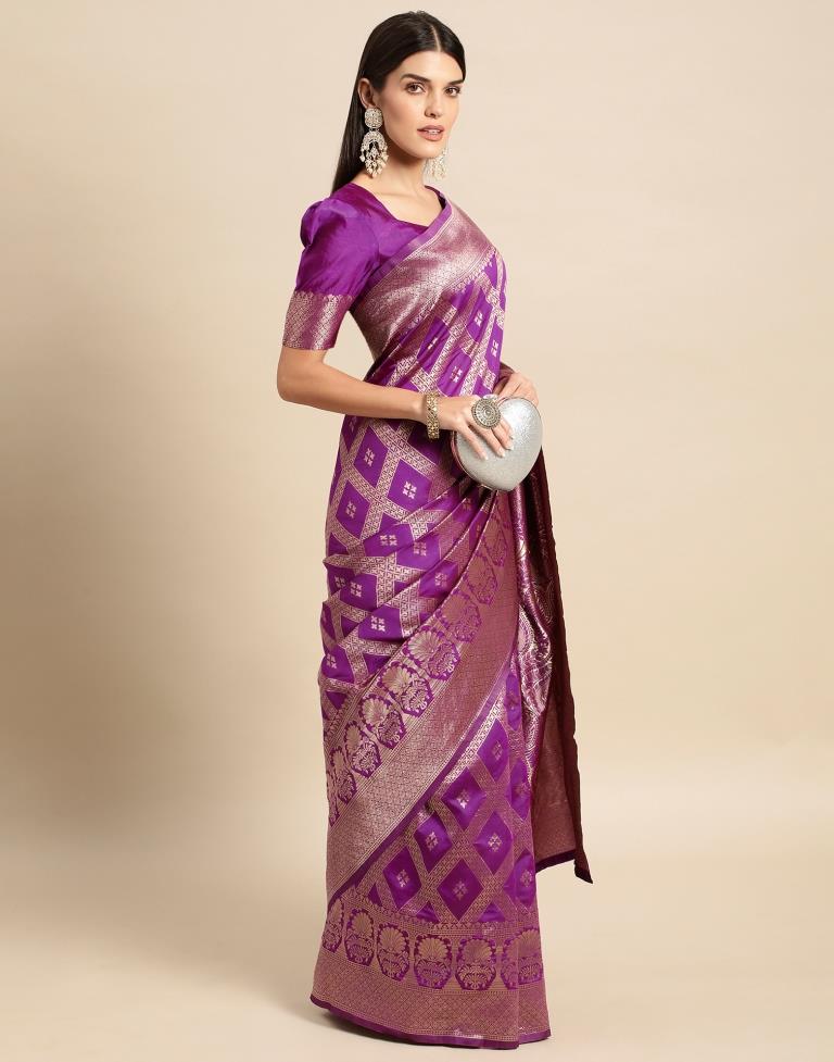 Purple Weaving Silk Saree