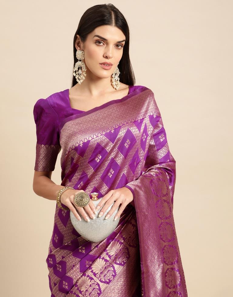 Purple Weaving Silk Saree