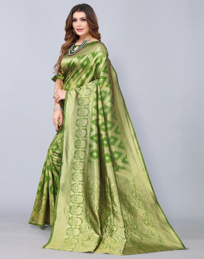 Olive Green Weaving Silk Saree