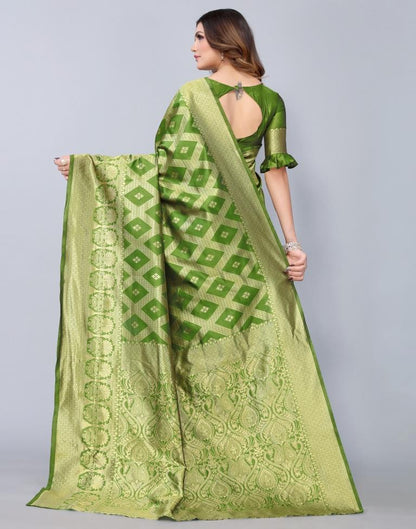 Olive Green Weaving Silk Saree