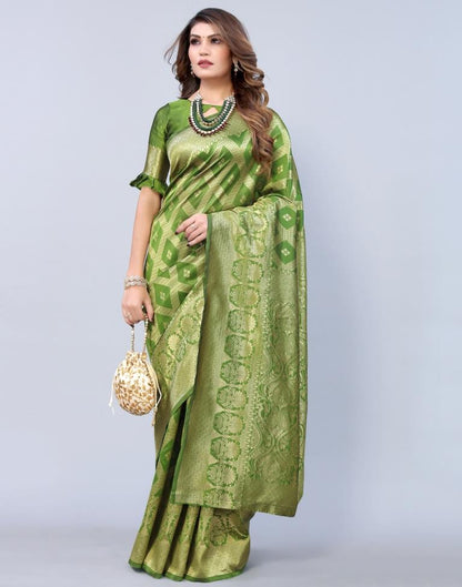 Olive Green Weaving Silk Saree