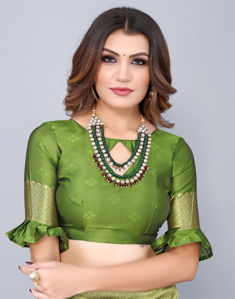 Olive Green Weaving Silk Saree