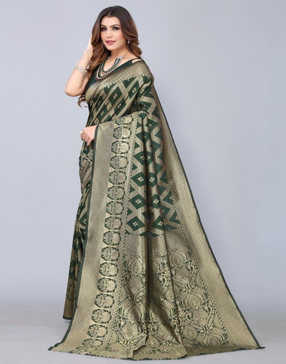 Dark Green Weaving Silk Saree