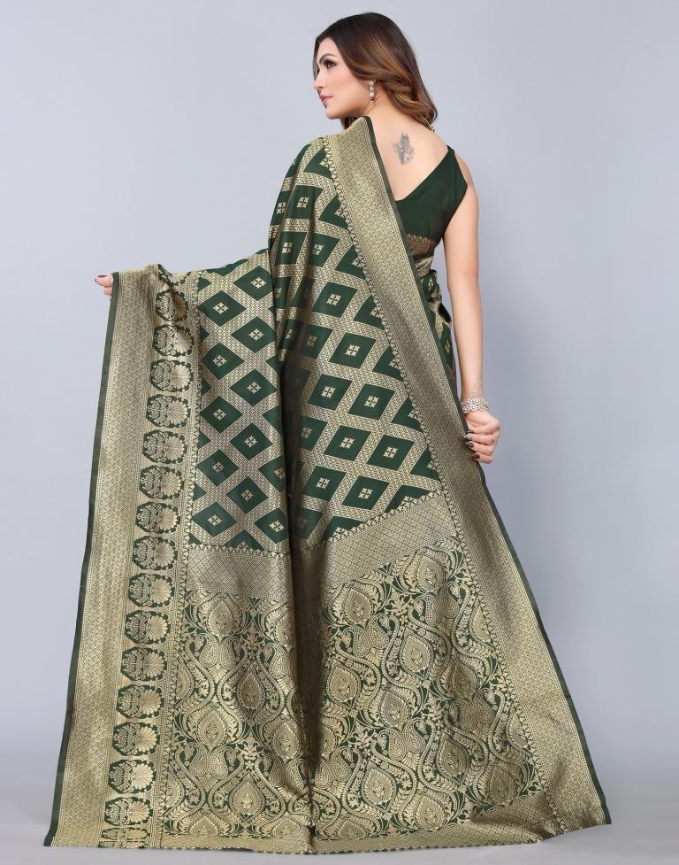 Dark Green Weaving Silk Saree
