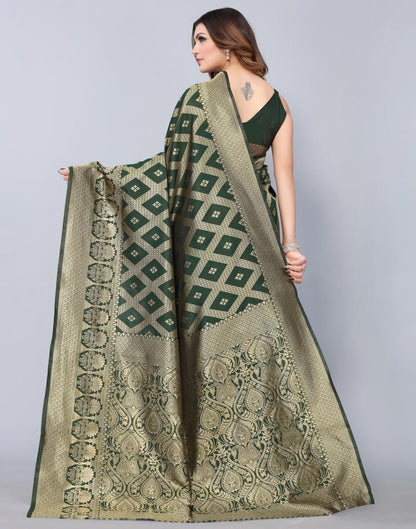 Dark Green Weaving Silk Saree