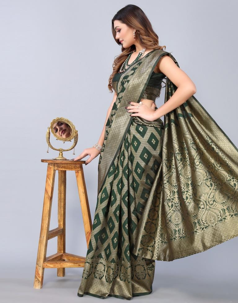 Dark Green Weaving Silk Saree