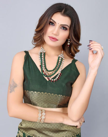 Dark Green Weaving Silk Saree