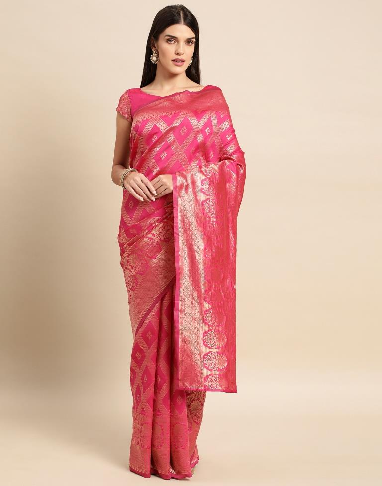Pink Weaving Silk Saree