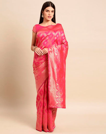 Pink Weaving Silk Saree