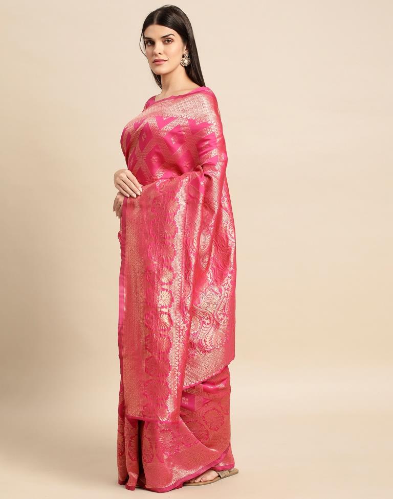 Pink Weaving Silk Saree