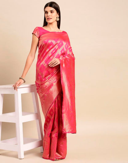 Pink Weaving Silk Saree