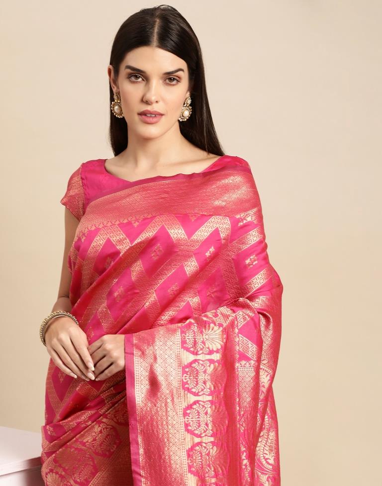 Pink Weaving Silk Saree