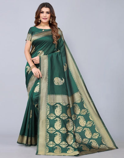 Dark Green Weaving Silk Saree