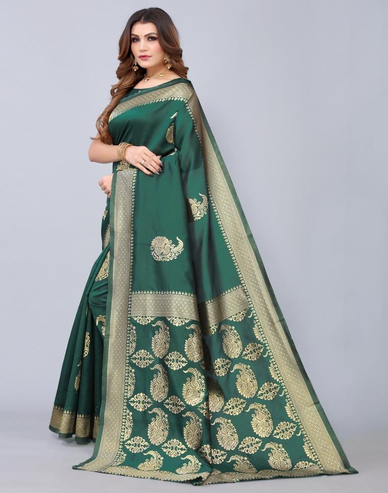 Dark Green Weaving Silk Saree