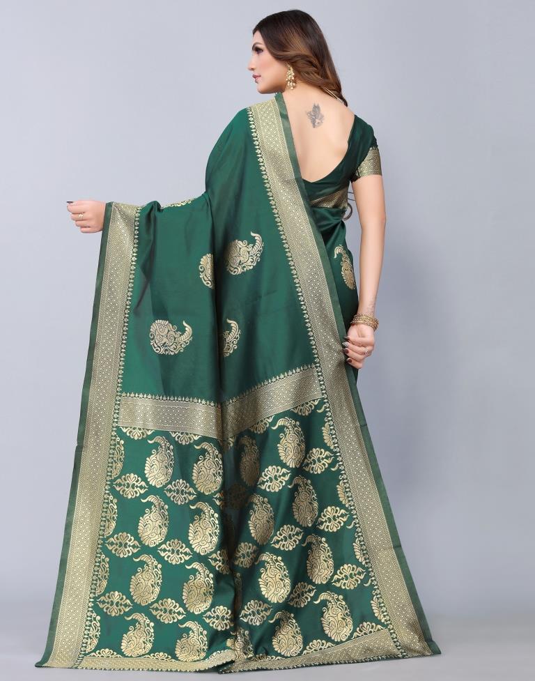 Dark Green Weaving Silk Saree