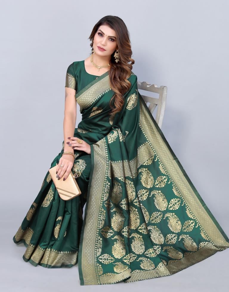 Dark Green Weaving Silk Saree