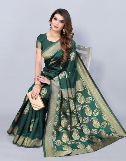 Dark Green Weaving Silk Saree