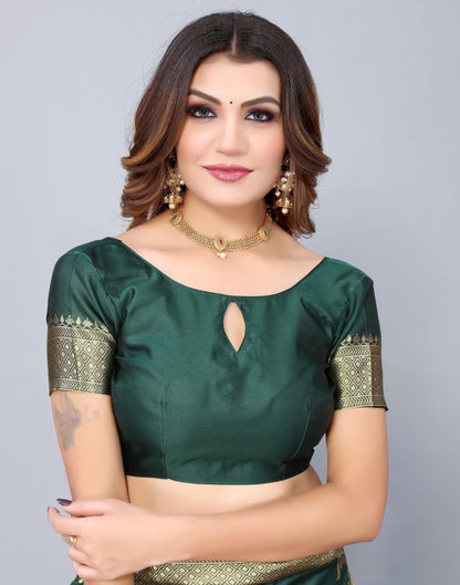 Dark Green Weaving Silk Saree