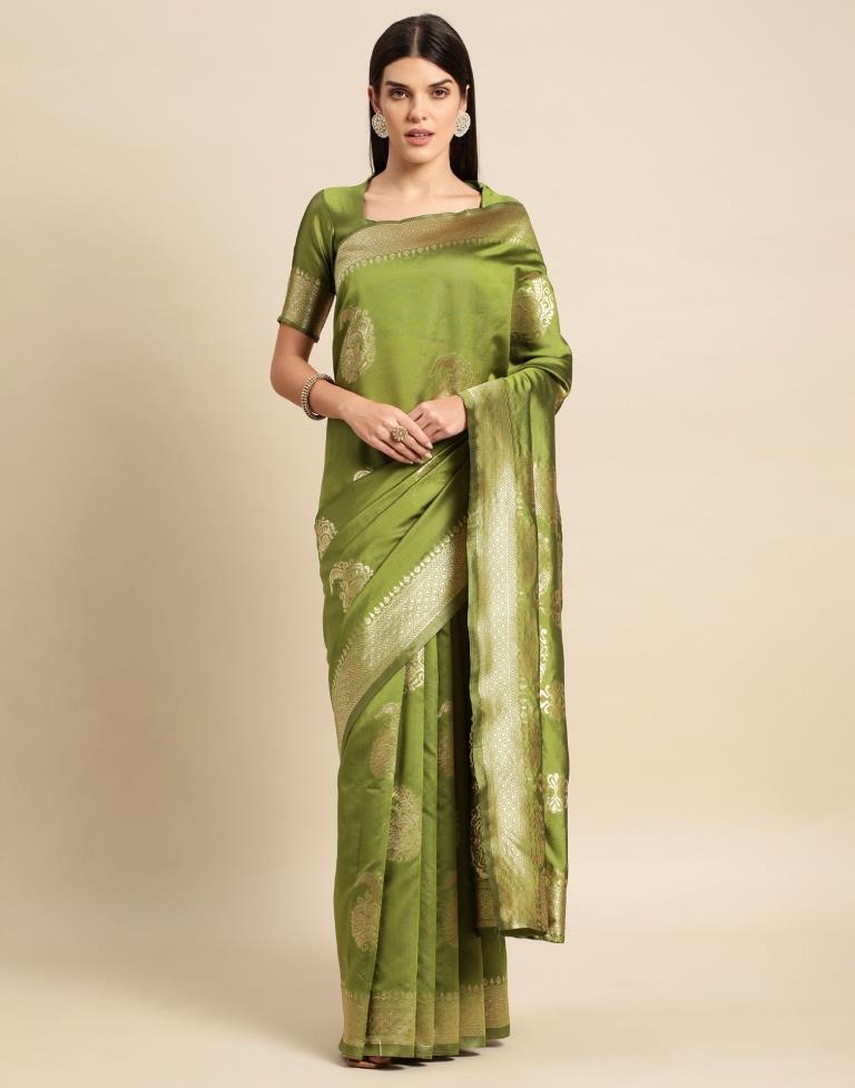 Olive Green Weaving Silk Saree