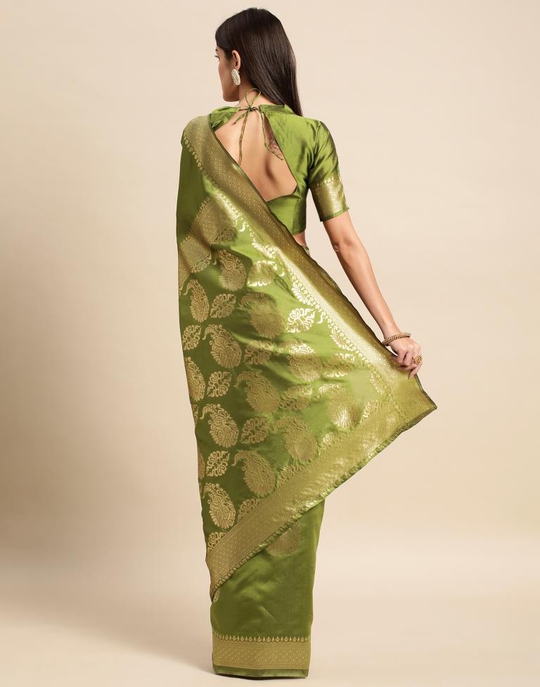 Olive Green Weaving Silk Saree
