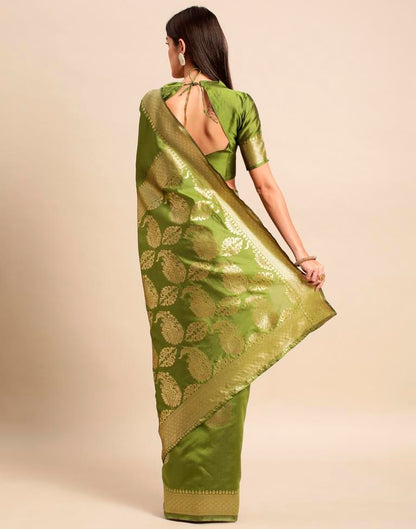 Olive Green Weaving Silk Saree