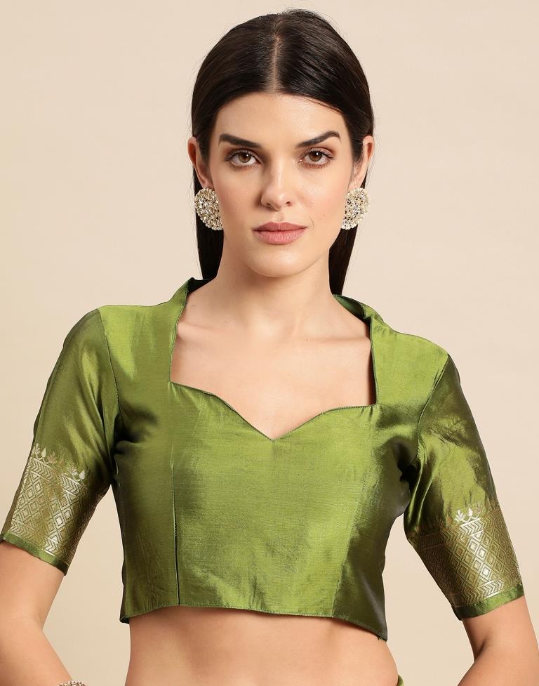 Olive Green Weaving Silk Saree