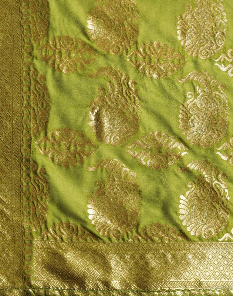 Olive Green Weaving Silk Saree