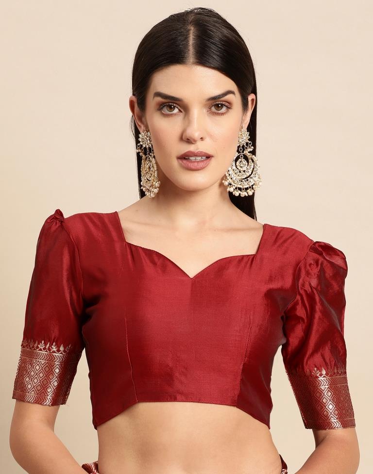 Maroon Weaving Silk Saree