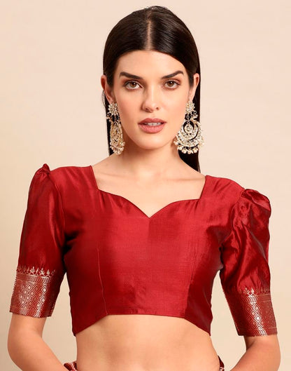 Maroon Weaving Silk Saree