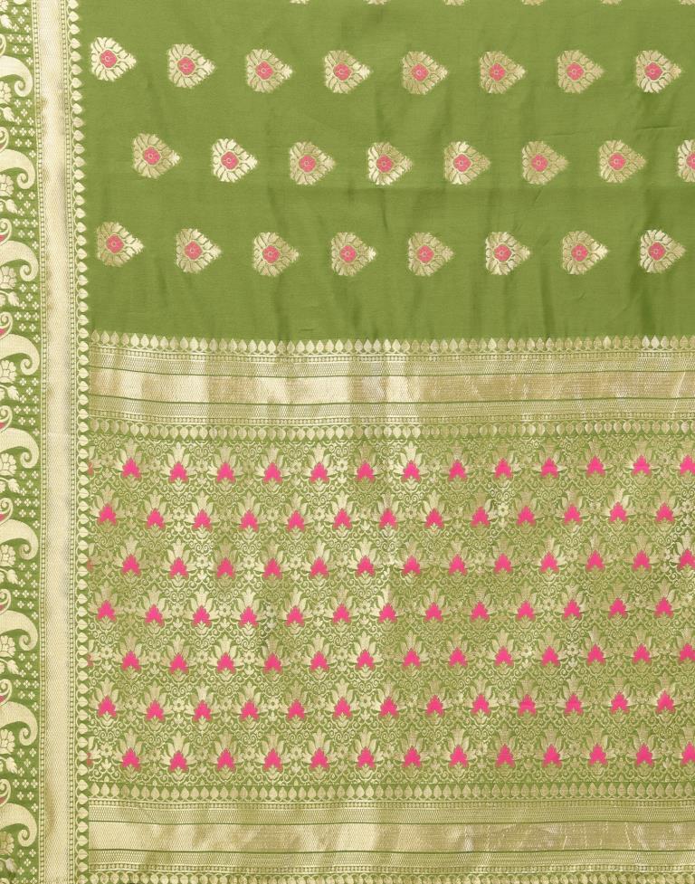 Olive Green Weaving Silk Saree