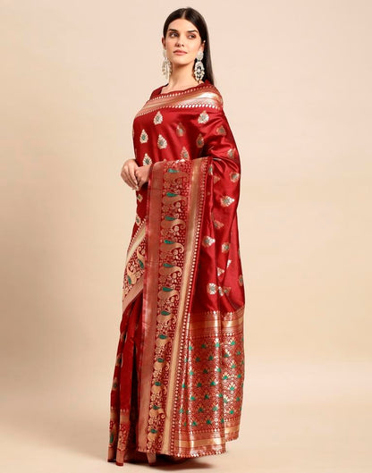 Maroon Weaving Silk Saree