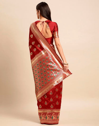 Maroon Weaving Silk Saree