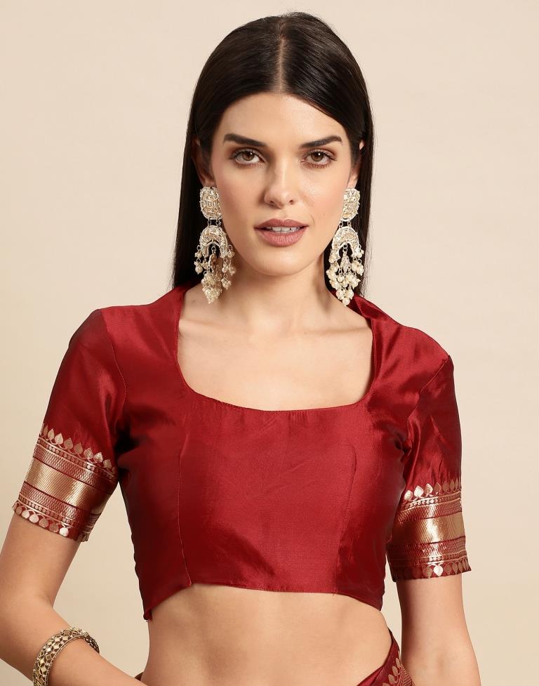 Maroon Weaving Silk Saree