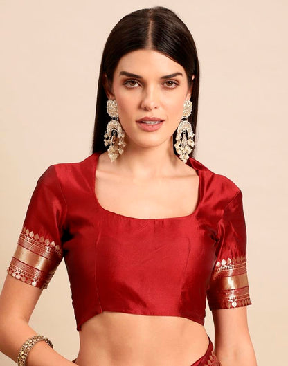 Maroon Weaving Silk Saree