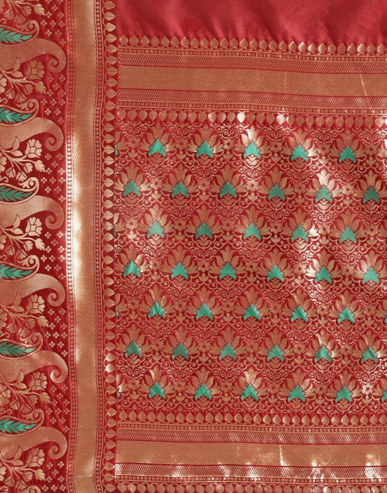 Maroon Weaving Silk Saree