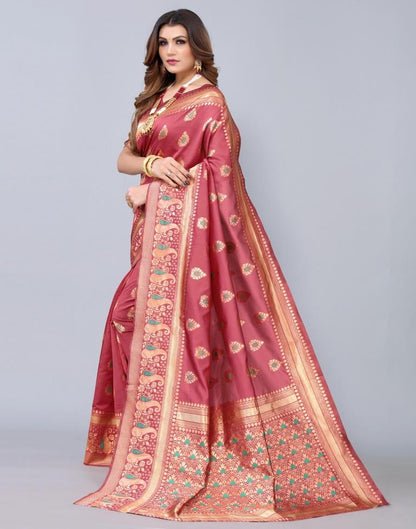 Light Red Weaving Silk Saree