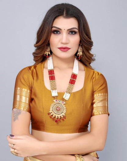 Golden Banarasi Jacquard Saree | Sudathi