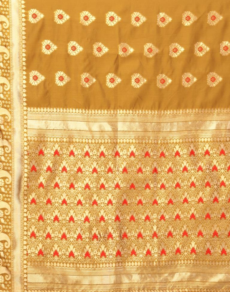 Golden Banarasi Jacquard Saree | Sudathi
