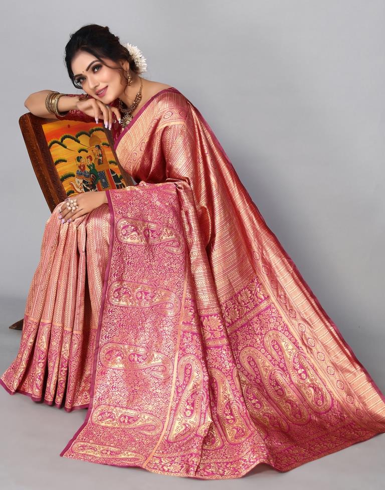 Golden Kanjivaram Silk Saree | Sudathi