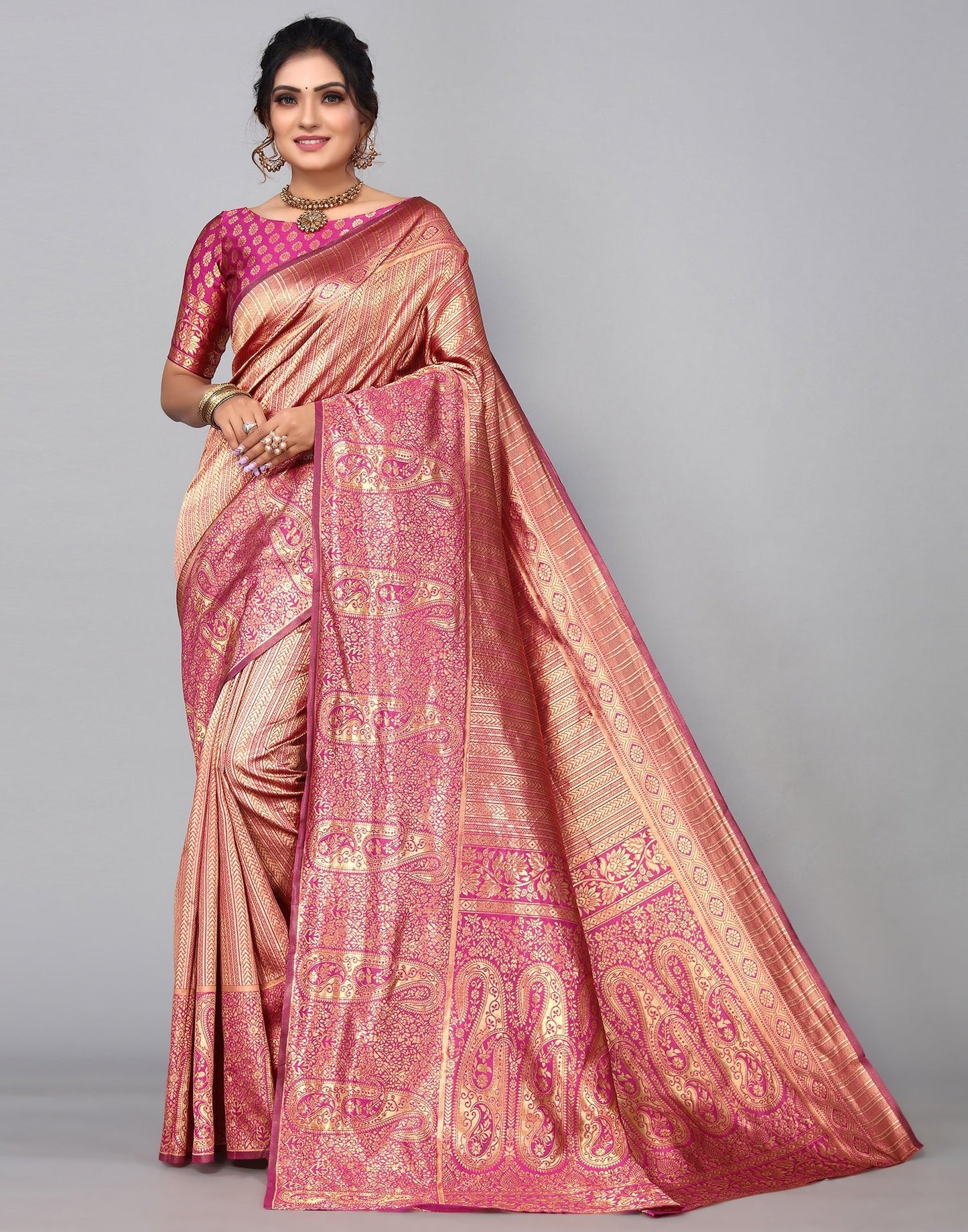 Golden Kanjivaram Silk Saree | Sudathi