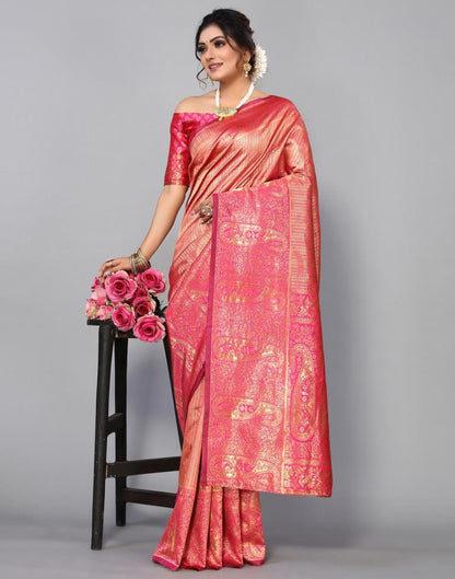 Pink Kanjivaram Silk Saree | Sudathi