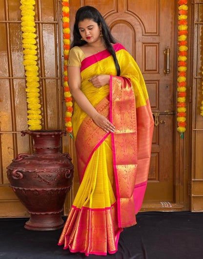 Yellow Kanjivaram Silk Saree | Sudathi