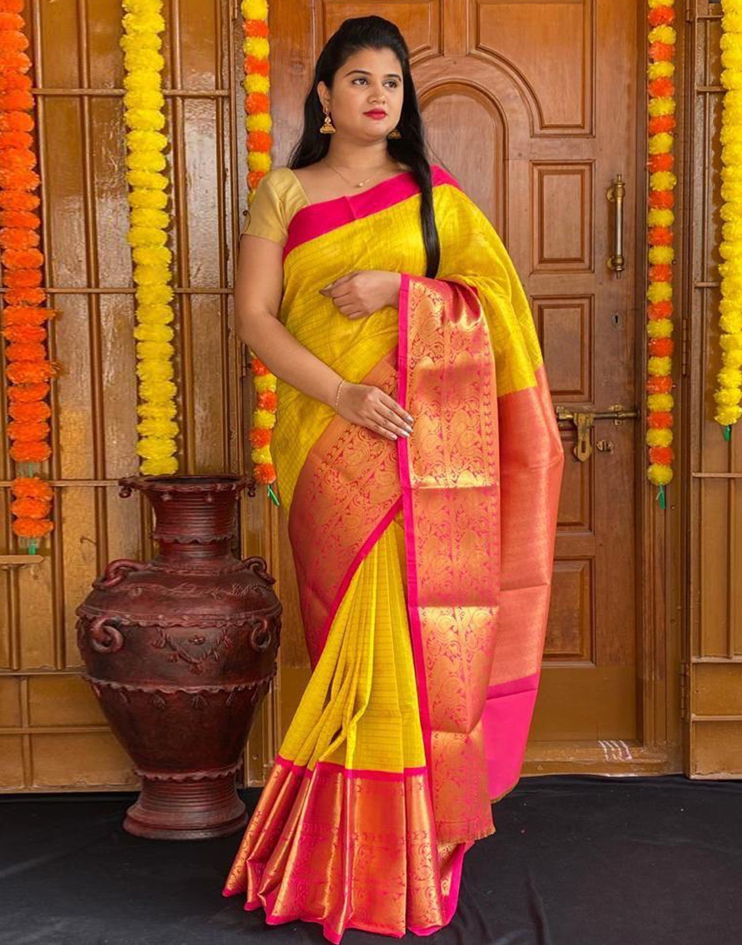 Yellow Kanjivaram Silk Saree | Sudathi