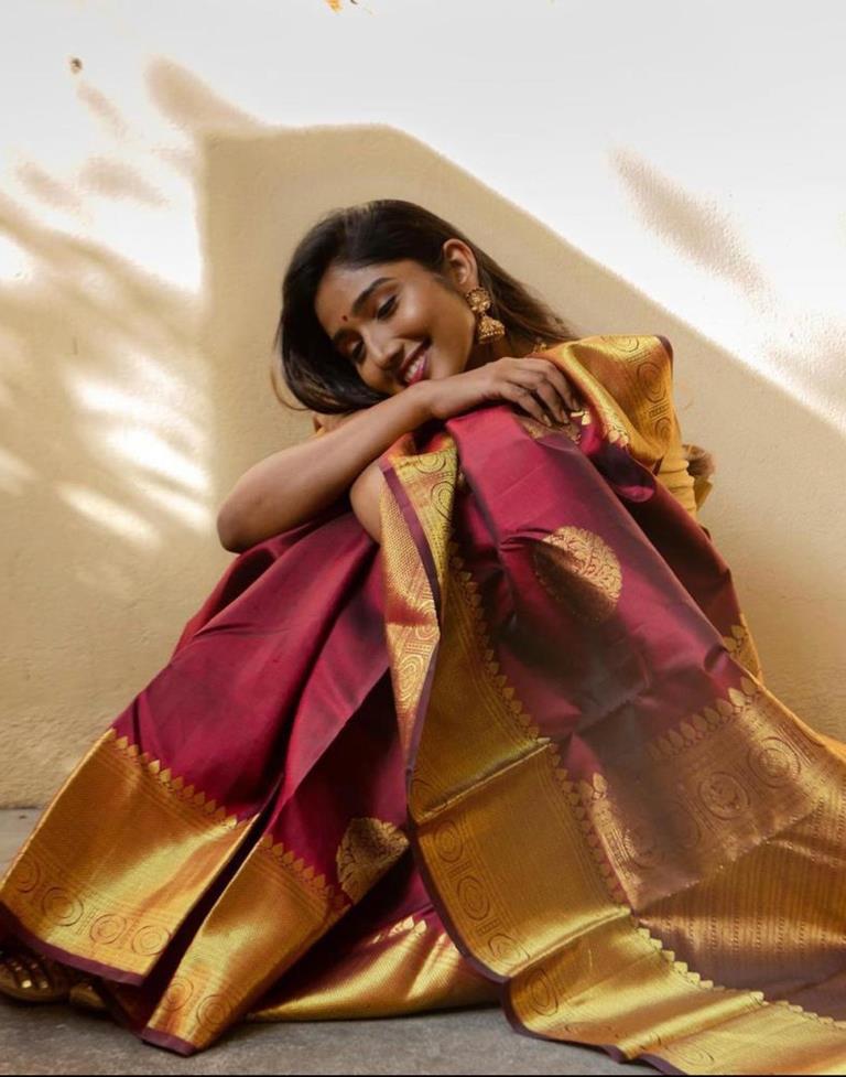 Maroon Kanjivaram Silk Saree | Sudathi