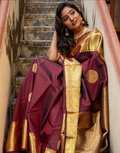 Maroon Kanjivaram Silk Saree | Sudathi