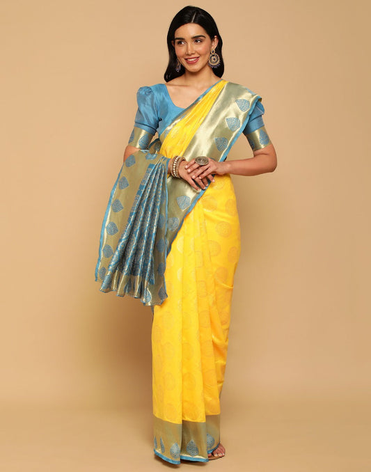 Yellow Banarasi Silk Saree | Sudathi